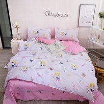 3 4pcs 침구 세트 핑크 딸기 패션 침대 시트 퀸 사이즈 럭셔리 침구 세트 침대 시트 세트 이불 커버 세트 킹 ​​사이즈