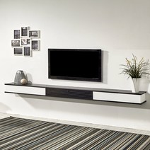 선반여왕 2200 벽걸이tv선반 오픈가능한 미디어선반, 2200mm, 블랙&화이트(좌우도어추가)