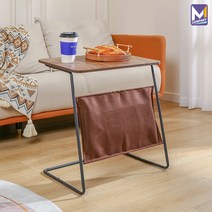 MCOMPANY 간이 사이드 테이블 선반 베드 노트북 수납 침대 쇼파 거실 협탁 철제 브라운 서랍장 엔틱 원목 책상 침실 모던 사무실 이동식 인테리어 보조 미니 식탁 수납형 M03, 하단 수납형 테이블
