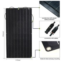 태양 전지 패널 ETFE 필름 20W 40W 50W 80W 100W 18V 12V 충전기 모노 솔라, [08] 100W ETFE Panel