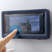 (e)월드비젼 부착형 핸드폰 방수 케이스 터치 가능 욕실 샤워, 방수폰-딥블루