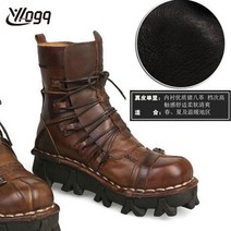 바이크 할리 롱 웨스턴 부츠 할리데이비슨부츠 남자 라이더 가죽 워커 신발, 47, 1990년 브라운리스트