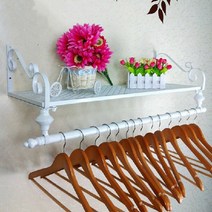 엔틱 철재 선반 벽행거 의류매장용 수납 벽면 행거, 화이트100cm