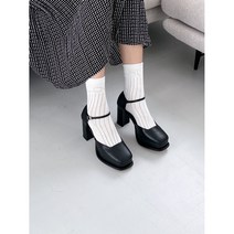 사각코 가보시 통굽 하이힐 메리제인 구두 9cm