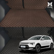 디 올뉴 니로 EV (전기차)쉴드커버 퀄팅 트렁크매트 자동차 차박매트, 2열 등받이+트렁크 바닥매트(일체형), 브라운, 디 올뉴 니로 EV (전기차)