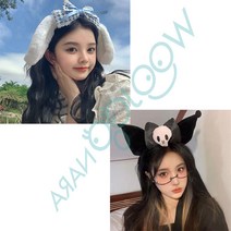 우주나라 wj-35 시 나 모 롤 쿠 로 미 헤어밴드 스티커머리띠 파티머리띠, 블랙