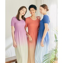 세컨스킨 NBWSD4995 모달 베이직 스마킹 하프슬리브 그라데이션 롱 드레스