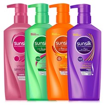 썬실크(Sunsilk) 샴푸 토탈 헤어케어 650ml/선실크 헤어1+1, 스무스 앤 매니저블(핑크색), 헬씨 앤 롱(초록색)