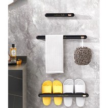 Audrey 무타공 접착식 욕실화 실내화 슬리퍼 거치대 걸이 꽂이 인테리어 감성~, 더블SIZE, 블랙luxury