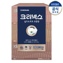 크리넥스 디럭스 코튼향 천연펄프 각티슈 2겹 200매입, 3개입, 1팩