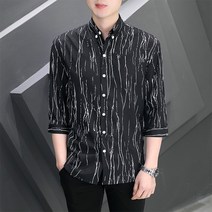 구김없는 체크셔츠 남방 30대 정장 오버사이즈 카라 차이나 프린트 줄무늬 클래식