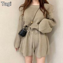 Tagi 여자 니트 점프수트 루즈핏 스웨터 바지 일체형 원피스 가을 겨울