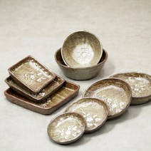 분청 그릇 세트 도자기 식기 1인 공기 대접 밥공기 반상기, 9사각 찬기/대