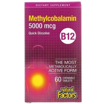 내추럴 팩터스 B12 메틸코발라민 5 000mcg 츄어블 60정, 5000 mcg, 60 개