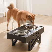 강아지 식탁 대형견 수반 물그릇 밥그릇 더블 대형 식기 강아지식기 강아지식탁 강아지물그릇 강아지밥그릇 대형견식기 대형견식탁 대형견밥그릇 대형견물그릇 중형견식기 중형견밥그릇, 그레이