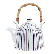 삼색줄 도자기 주전자 550ml 티포트 사케 술주전자