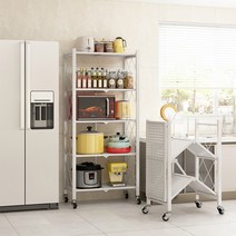 아이브디자인 접이식 다용도 폴딩 철제 선반, 5단, 글로시 화이트