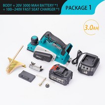 전기대패 자동대패 평면절삭기 목공공구 무선 전동 대패 렌치 포함 18V 15000rpm 핸드 헬드 충전식 전기, 02 1Battery 3.0A_03 UK