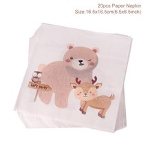 구성 생일 현수막 와일드 원 정글 사파리 장식 샤워 1 년 첫 번째 용품, [17] Napkin 01