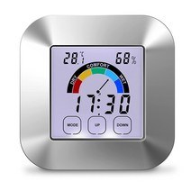 두께측정기 Thermometer Hygrometer Humidity Meter Temperature And Monitor Color LCD Touch Screen MIN/MAX, 01 Silver