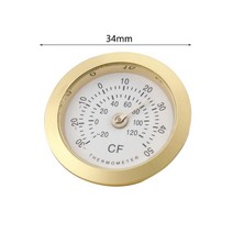 복합가스측정기 산소농도 누수탐지기 측정기 34mm 라운드 골드 시가 흡연 측정 습도계, 온도계