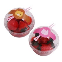 D-7 210ml 투명 다용도 디저트컵 데코SET 곰토끼캔디팝 + 칼라미니포크(랜덤) 각 50개, 1개입