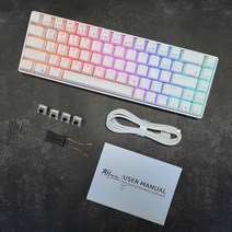 고성능 Royal Kludge RK61 RK68 RK84 rkg68 기계식 키보드 무선 블루투스 듀얼 모드 게임용, 한개옵션2, 01 RK68 White, 01 브라운 스위치