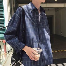 남성 차분한 체크컬러 긴팔셔츠 레이어드 캐주얼 남방