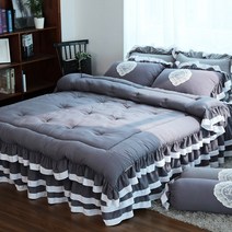 류금숙 프렌치감성 프릴 차렵이불+베개커버+이중프릴침대커버세트 (SS/Q/K/SK)