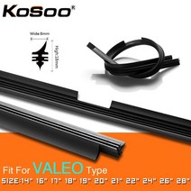 와이퍼고무교체 KOSOO 1PCS 자동차 차량 삽입 Valeo 유형 빔 와이퍼 블레이드 전용 천연 고무 리필 8mm 14 16171819202122242628 와이퍼재생 10, 26인치 650mm 1PCS