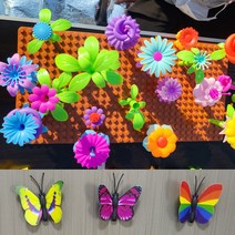 리틀트윙클KC인증 유아 플라워블럭 꽃블럭 소근육발달 창의력 향상 107P+사은품 어린이집블럭 유치원블럭, 꽃블럭171개+나비사은품