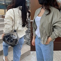 [비비애르] 뒷셔링 스트링 후드 숏 점퍼 야상 이중 프릴 봄 여자야상점퍼 바람막이