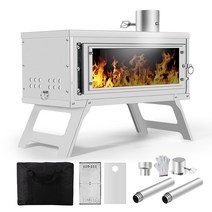 에브리굿셀 캠핑 화로대 경량 접이식 유리패널 화목난로+가방+연통+관부과세포함+사은품 증정