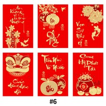 Hongbao 토끼 빨간 봉투 만화 구정 사자 댄스 돈 가방 2023 봄 축제 선물 패킷 6 개, 06 F Red Envelopes