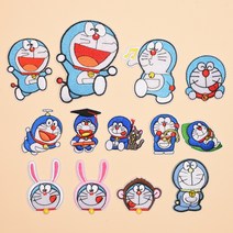 자수 와펜 귀여운 캐릭터 표정 동작 13종 열접착식 스티커 모자 옷 가방 마스크 리폼 장식, W2AE01 도라에몽 대형