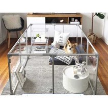 강아지울타리 아크릴 투명케이지 소형견 격리 펜스, 그린 2x2