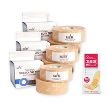 나사라 키네시올로지 테이핑 2.5cm x 5m 베이지 2롤 x 3개 + 지우개밴드 10매 x 1개, 1세트