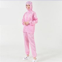 여름 가을 방진복 무진복 제전복 정전기 방지 방전복 남녀 방호복 래커복 블루 화이트 페인트 작업복, 핑크 후드 분홍색 후드 톱+바지, 1개