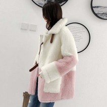 양털코트 여자 방한룩 귀여운 코트 학생 아우터여자코트 여성코트 코트 퍼아우터 털코트 배색코트 투톤코트 여자아우터 여성아우터 겨울코트
