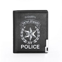 이스라엘 경찰 배지 인쇄 가죽 지갑 남자 여자 Billfold 슬림 신용 카드ID 홀더 짧은 지갑을 삽입