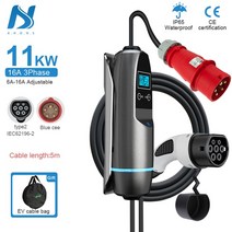 전기차 급속 충전기 Khons 타입 2 휴대용 EVSE 충전 박스 CEE 플매트 카펫 러그 3 상 11kw 22kw 16A 32A, [06] 11KW 16A 3Phase, [01] Type2
