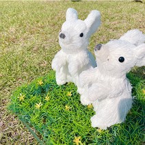 [왓위셀] 내추럴 토끼 장식 커플 1쌍 거실장식 밀짚 화이트