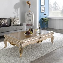 클래식 마호가니원목 엔틱 좌탁 소파테이블 YY291-7, 골드샴페인