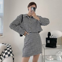 러블리감성 / 봄옷 하운드체크 정장 투피스 세트