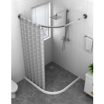 이케아 샤워커튼 ㄱ자커튼봉 곡선 샤워실 레일 화장실 욕실 무타공 커텐봉, 블랙계열, 샤워커튼 C형