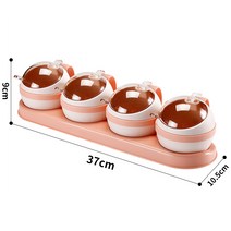 주방 용품 양념 상자 세트 가정용 양념 저장 도구 소금 셰이커 설탕 그릇 Msg 스토리지 항아리 플라스틱 양념 항아리 뚜껑, 4 cans Pink, 하나
