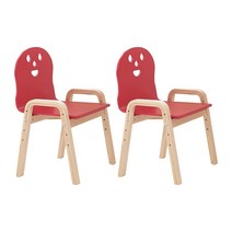 토리 원목 높이조절 어린이 오리지널의자 2p, 빨강