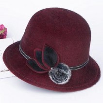 중절모자 정장모자 빈티지 우아한 fedoras cap with flower 여성용 돔 모자 가을 겨울 모직 모자 태양 모자 캐주얼 분지 모자 중산 모자 버전