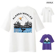 어워크 오버핏 반팔티 남녀공용 반팔 티셔츠 웨일스 스웻셔츠