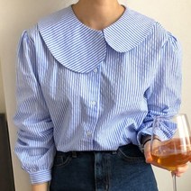 블링앤수 귀여운 여성 기본핏 라운드넥 블라우스 KZZ120